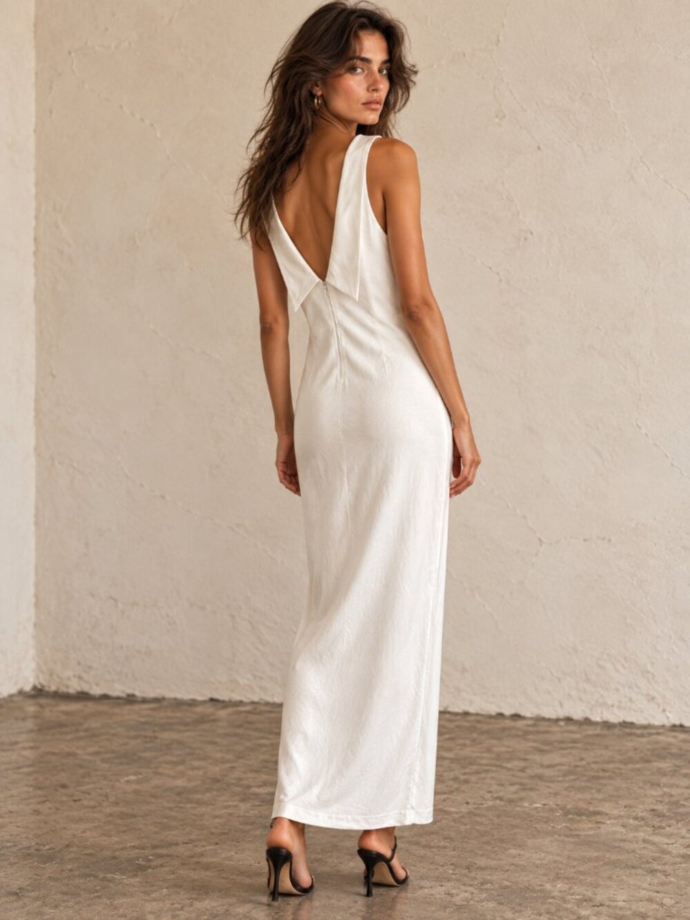 Vintage Gunne Sax Jessica McClintock White Maxi Dress | Open Back